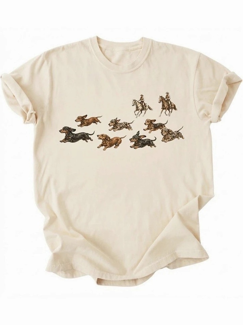 Cute Dachshund Dog Running Western Cowboy Gildan T-Shirt Tee